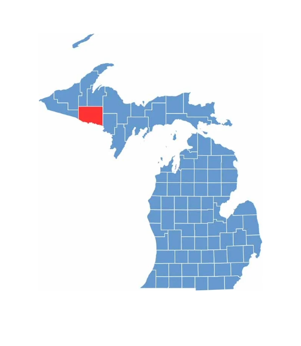 Map Image Outline of Iron County, Michigan